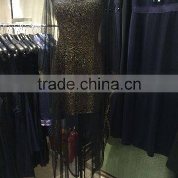 2015 Turkish fashion gilding flexible dress diomands around the neck with mesh coat