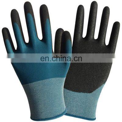 18 Gauge Blue Nylon Sandy Finished Nitrile Coated Kids Gardening Work Gloves