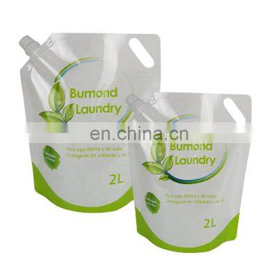 Custom Printed Stand Up Carrying Packaging Bag Laminated Plastic Washing Liquid Detergent Doypack 2L Fabric Softener Spout Pouch