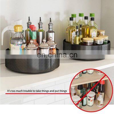 Rotatable Kitchen Spice Rack Countertop Corner Seasoning Bottle Rack Multifunctional Kitchen Storage Rak Dapur