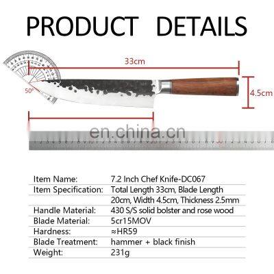 Professional Custom 7.2 Inch Kitchen Meat Cutting Knives Double Steel Head Wood Handle Stainless Steel Chinese Chef Knife