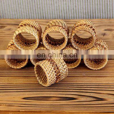New Design Rattan Napkin Ring Wicker Woven High Quality Tableware Set Napkin Holder Rings Wovenmade in Vietnam photo-2