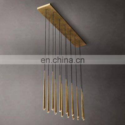 Luxury Aquitaine Linear Metal Industrial Brass Chandelier For Living Room Hotel Ceiling Home Decoration Lighting Hang Lamps