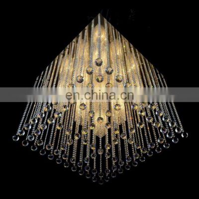 Modern Square Crystal Balls Chandelier LED Hanging Pendent Light Fixtures for Living Room Hall Dining Room Glass Body