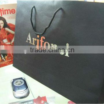 black art paper bag, gloss laminated paper bag, UV spot print paper bag