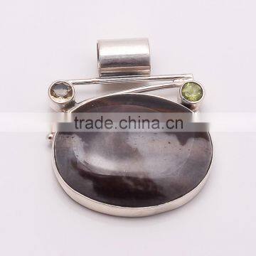 JASPER AND CUT STONE PENDANT 925 Sterling Silver Pendant, SILVER JEWELRY EXPORTER,SILVER JEWELRY WHOLESALE,SILVER EXPORTER