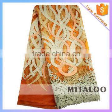 Mitaloo MFL0130 African White Lace Polyester Fabric Net Lace Nigeria Orange African Lace photo-5