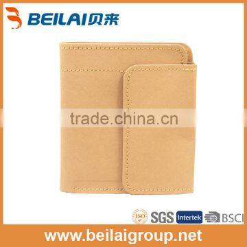 2016 plain washable kraft paper bag buckle three folds wallet