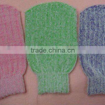 Plastic fashion hard coarse bath glove scrub glove