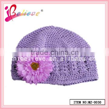 Chinese products wholesale crochet hat,soft material baby hat with flower