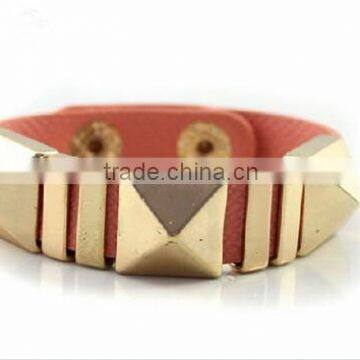 Bracelet 2015 promotion indian Vintage gold Rivet Punk Rock Harmes Bracelets Women winter PU Leather Bracelet Bangles