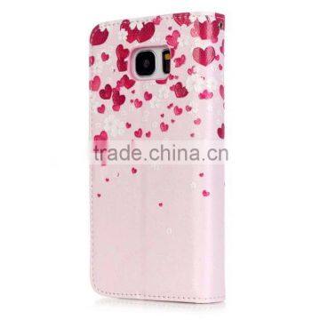 Nine Cards Embossed Leather Wallet Case for S7 Edge with Kickstand