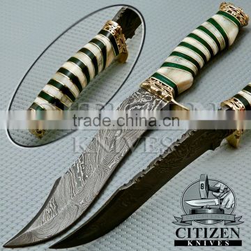 CITIZEN KNIVES, BEAUTIFUL CUSTOM HAND MADE DAMASCUS STEEL HUNTING KNIFE