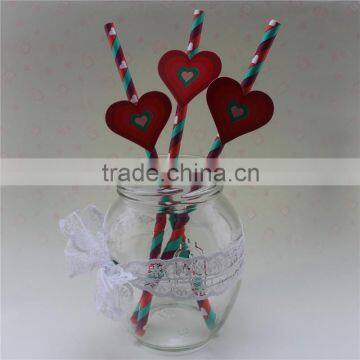 Lovely Heart Paper Drinking Straws With Accessory For Valentine