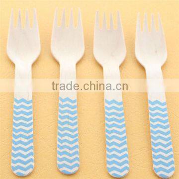 Pink Stripe Polka Dot Chevron Wooden Fork Wooden Utensil Wedding Deco Fork photo-5