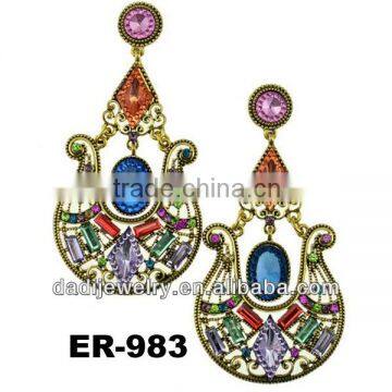 Fashion Europelong Chandelier crystal triangle cross India Earring 2014 Jewelry
