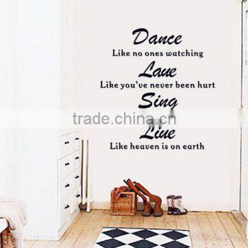 2016 ColorfulHall 100x150cm Handcraft Dancing like no one is watching Wall Decals Life Motto Dance Love Removable Wall sticker