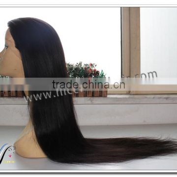 Wholesale grade 7a natural black color long hair full lace wig 100% virgin human hair