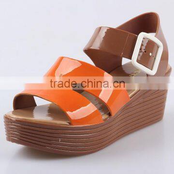 2015 New Design pu Wedge Heels Jelly Sandals Mary Jane Pvc Melissa Shoes Sexy Lady Roman Shoes photo-2
