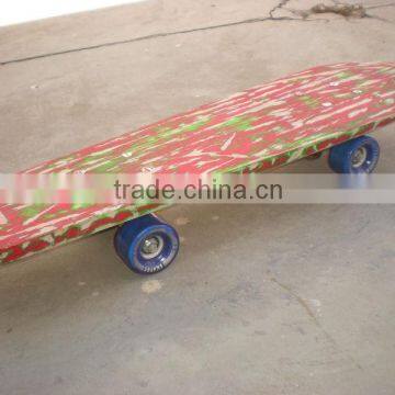 Hand Printed Coloured Skateboard with Wheels