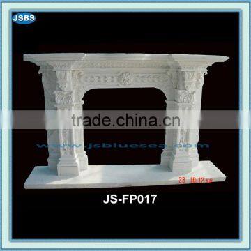 Carved white marble fireplace frame