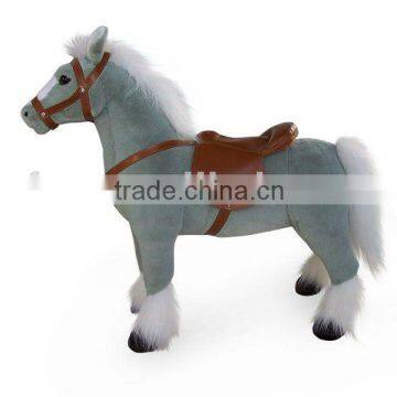 Stuffed and plush larger horses toy with saddle