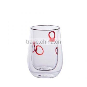 Borosilicate double wall Glass with red circles