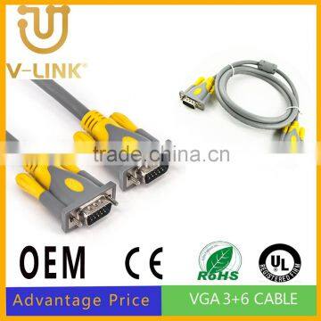 HD 15pin male to male vga cable 3+6 support hd 1080p resolution