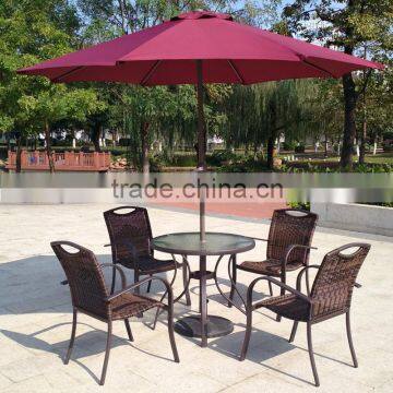 6 Piece Outdoor Garden Patio Furniture Glass Aluminum Dining Table Sling Chair Umbrella Set Quality Choice photo-2