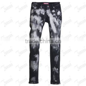 Lady's denim jeans-- black enzyme+monkey