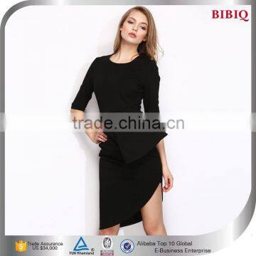 Latest Design Sexy Black Half Sleeves Short Semi Formal Dresses