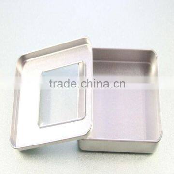 no printed rectangular tin box with pvc window