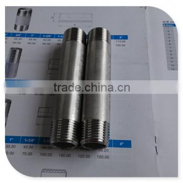 Stainless Steel Threaded Fitting, Barrel Nipple, 1/2 in R Male 1/2 in R Male