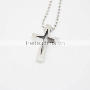 Silver Hollow Cross Pendant Fashion Men Necklace photo-2