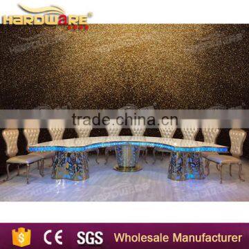 Golden Stainless Steel Frame Half Round Dining Table / Half Round Table photo-3