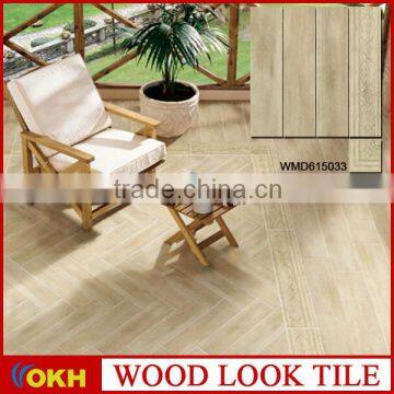 Interior living room wood look tile, non-slip wood look porcelain floor tile