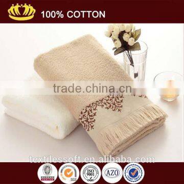 best sale bamboo fiber solid color soft satin border bath towel with macrame