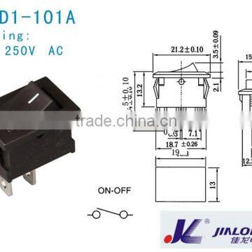 2pins 3pins On-off 6A 250V AC Power Socket Rocker Switch Waterproof Cover Mini Rocker Switch KCD1-101A photo-4