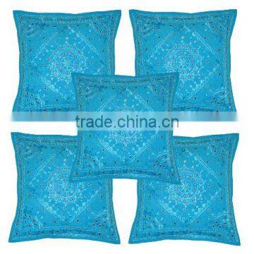 Home Furnishing Decorative Heavy Handmade Embroidered Mirror Work Cushion Covers