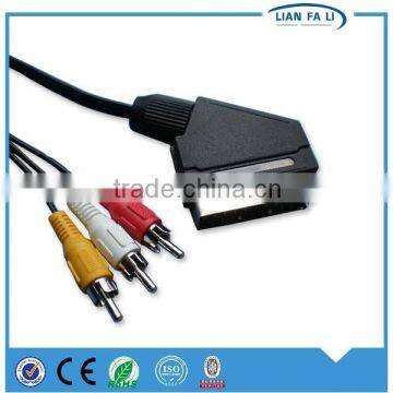 2015 factory cheap and fine 21 pin scart to 3 rca cable scart cable assembly