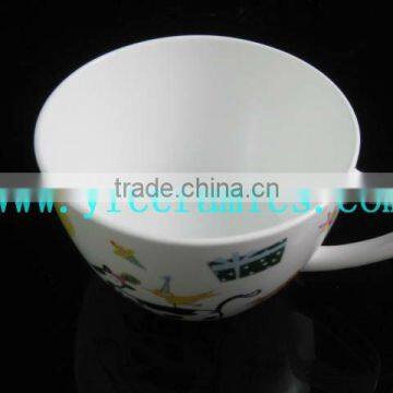 YF18594 ceramic soup bowl with handle