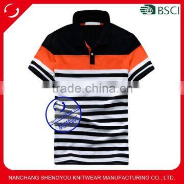 Custom Men's Casual Striped Pique Polo Shirt