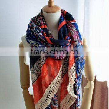 Tassel Scarf,Voile Scarf,Tribal Aztec Blanket, Bohemian Blanket, Bohemian Scarf,