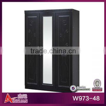 W973-48 Lecong 3 door carved with hanging area and drawer bedroom wardrobe good wardrobe designs