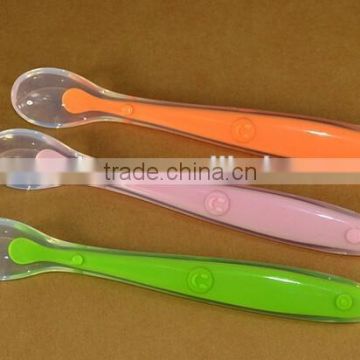 colorful flexible BPA free silicone baby feeding spoon