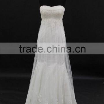 2016 new design beading lace bodice three layers long train inside mermaid dress bridal dress