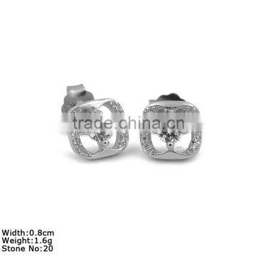 GZA9-016 Geometry Shape Earring Latest Design Girls Top 925 Silver with Clear CZ