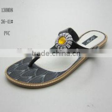 Fashion PCU Women Slippers for Summer 2014 with Diamond