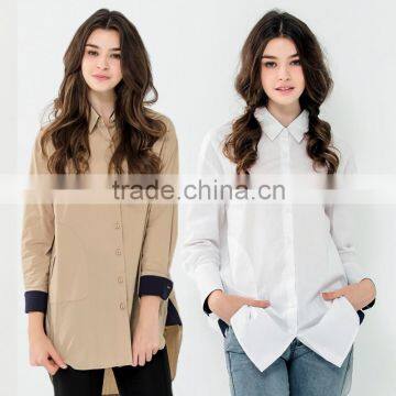 Women's 100% Cotton Long Sleeve Top Loose Blouse Long Section Shirts OEM ODM Type Clothing Factory Manufacturer From Guangzhou