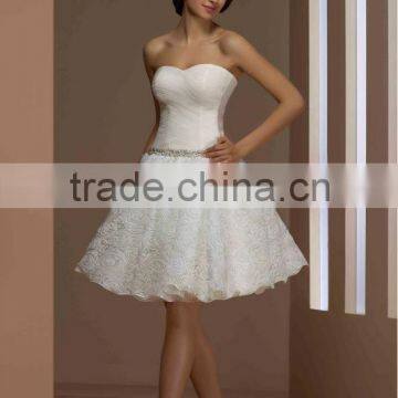 French Designe Mini / Short Wedding Dress / Gown Crystal Beading photo-2